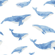 Blue Watercolor Whale Pattern Wallpaper design