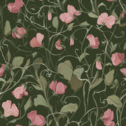 Dark Forest Green Wildflower Botanical Wallpaper design