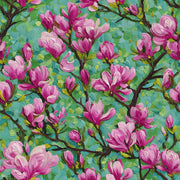 Vibrant Teal and Pink Cherry Blossom Wallpaper design