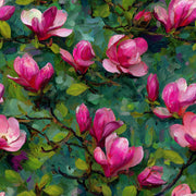Vibrant Magenta Magnolia Floral Wallpaper design
