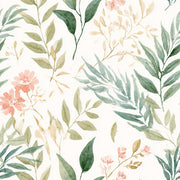 Cream and Green Watercolor Floral Botanical Wallpaper design