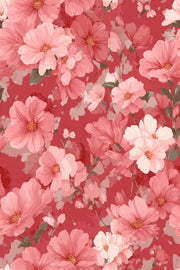 Vibrant Red Cherry Blossom Floral Wallpaper design