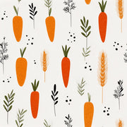 Bright Orange Carrot and Herb Pattern Wallpaper design