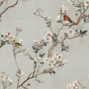 Cream Cherry Blossom with Birds Wallpaper design