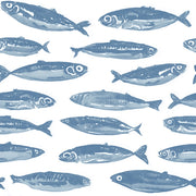 Blue Nautical Fish Pattern Wallpaper design