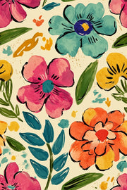 Vibrant Multicolor Large Floral Pattern Wallpaper design