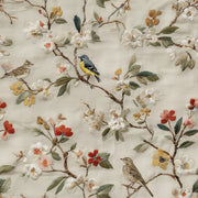 Cream Vintage Floral and Bird Pattern Wallpaper design