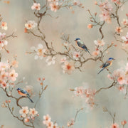 Floral Wallpaper Birds Vintage Wall Mural design