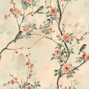 Floral Wallpaper Birds Mural Traditional Wall Decor design