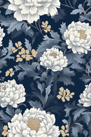 Elegant Floral Wallpaper Navy Traditional Wall Mural design