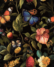 Vintage Multicolor Floral and Butterfly Wallpaper design