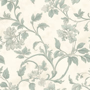Cream and Sage Green Vintage Floral Wallpaper design