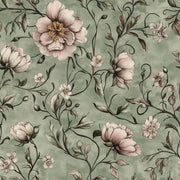 Dusty Green Peony Floral Elegance Wallpaper design