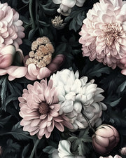 Blush Pink Large Floral on Black Background Wallpaper design