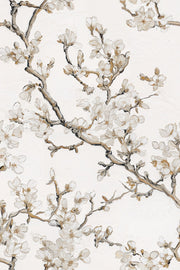 Cream and Beige Cherry Blossom Floral Wallpaper design
