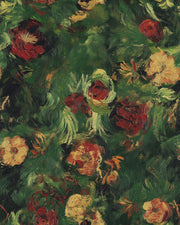 Dark Green Artistic Rose Pattern Wallpaper design
