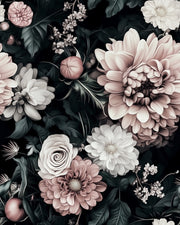 Dark Blush Pink Large Floral Wallpaper design