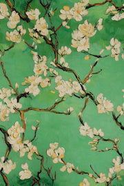 Green Cherry Blossom Floral Wallpaper design