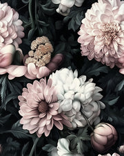 Dusky Pink Peony and Dahlia Floral Wallpaper design