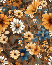 Rich Chocolate Brown Wildflower Floral Wallpaper design