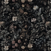 Midnight Botanical Snake Floral Wallpaper design