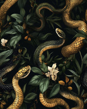 Dark Jungle Snake Pattern Wallpaper design