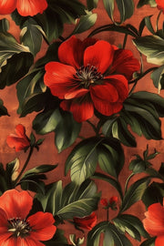 Rich Black and Orange Large Floral Wallpaper design