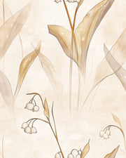 Soft Cream Lily of the Valley Floral Wallpaper design