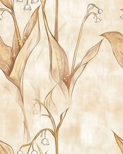 Beige and Brown Large Leaf Botanical Wallpaper design