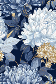 Deep Navy Blue Large Floral Wallpaper design