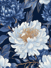 Deep Navy Blue Large Floral Wallpaper design