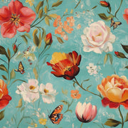 Vibrant Teal Large Floral Wallpaper design