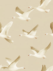 Beige and Cream Flying Birds Wallpaper design