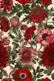 Rich Red and Beige Large Floral Wallpaper design