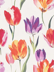 Vibrant Tulip Pattern Cream Wallpaper design
