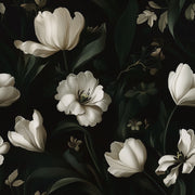 Ivory Tulip Noir Floral Wallpaper design