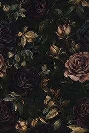 Dark Mocha Floral Rose Elegance Wallpaper design