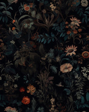 Dark Multicolor Botanical Floral Wallpaper design