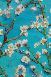 Turquoise Brushstroke Cherry Blossom Wallpaper design