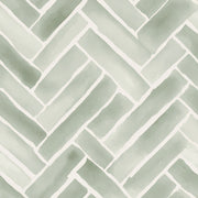 Sage Green Herringbone Geometric Wallpaper design