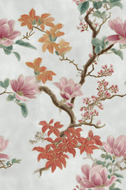 Cream and Pink Magnolia Branch Wallpaper design