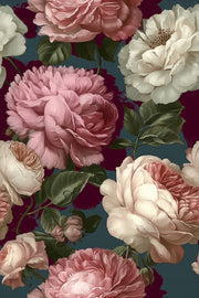 Deep Burgundy Peony Floral Wallpaper design