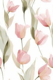 Blush Pink Tulip Floral Pattern Wallpaper design