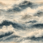 Blue and Cream Ocean Wave Pattern Wallpaper design