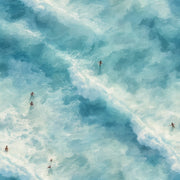 Aqua Blue Ocean Wave Pattern Wallpaper design
