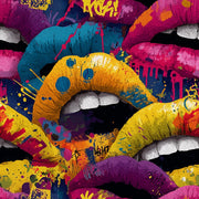 Bold Multicolor Pop Art Lips Wallpaper design
