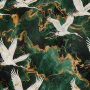 Emerald Green Flying Crane Luxury Wallpaper design
