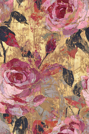 Golden Look Yellow Vintage Rose Floral Wallpaper design