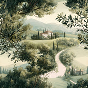 Beige Tuscan Landscape Scenic Wallpaper design