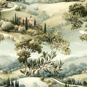 Serene Green Countryside Landscape Wallpaper design